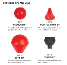 Load image into Gallery viewer, Percussion/Jigsaw Massage Bits Tips W/Universal T-Shank Deep Tissue (4 bit Set)
